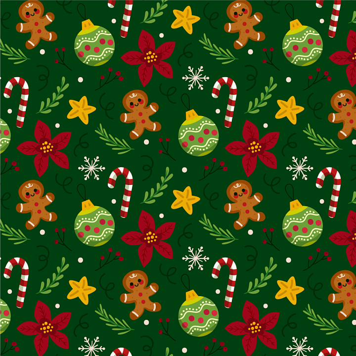 Featuring Festive Christmas Patterns and Icons seamless PBR texture preview