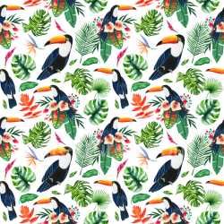 Pattern Bundle - Seamless 3D Pattern PBR Texture with Vibrant Tropical Toucans and Lush Greenery texture preview