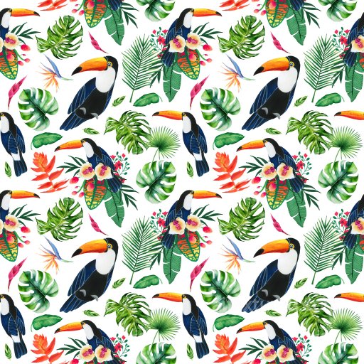 Pattern PBR Texture with Vibrant Tropical Toucans and Lush Greenery seamless Pattern Bundle PBR texture