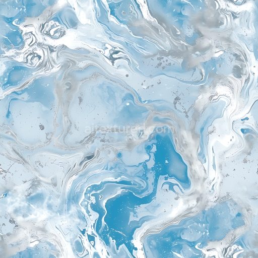Seamless 3D Icy Blue and Silver Polished Marble PBR Texture with Fluid Veins
