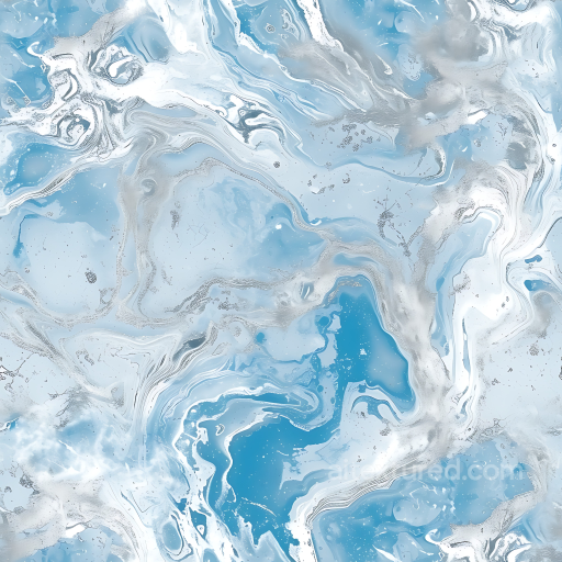 Icy Blue and Silver Polished Marble PBR Texture with Fluid Veins seamless Marble PBR texture