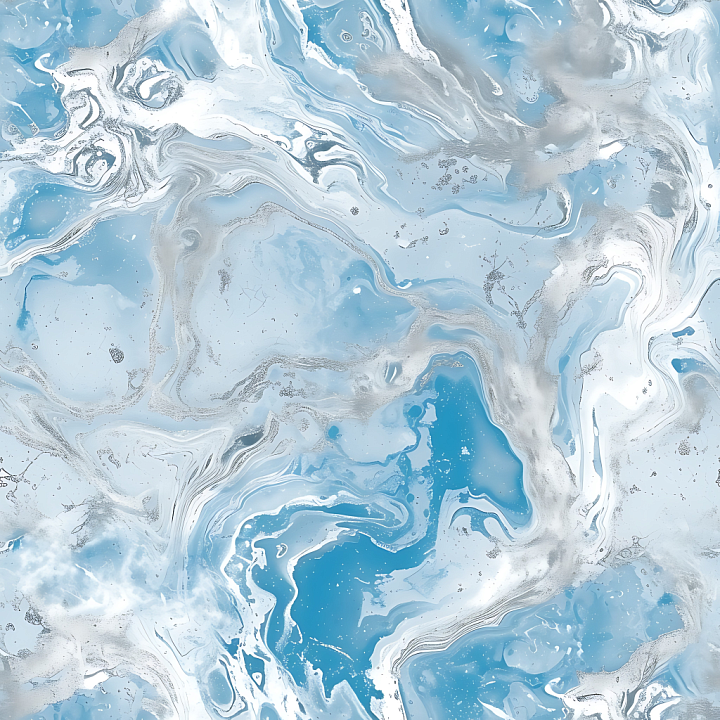 Icy Blue and Silver Polished Marble with Fluid Veins seamless PBR texture preview