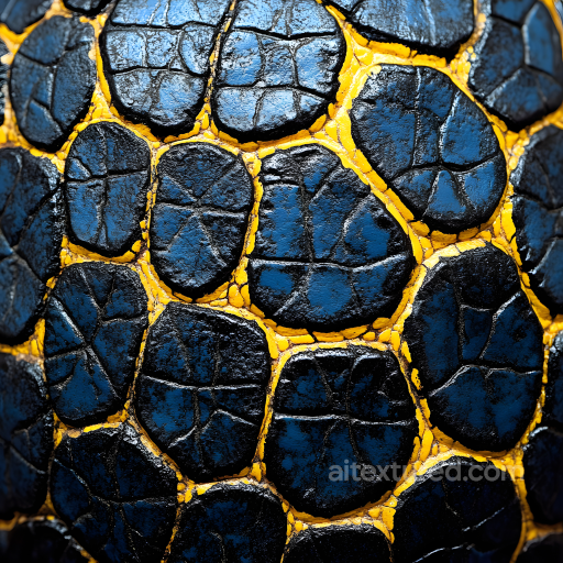 Cracked Reptilian Skin Seamless Texture with Blue-Black Scales and Yellow Crevices seamless Skin PBR texture