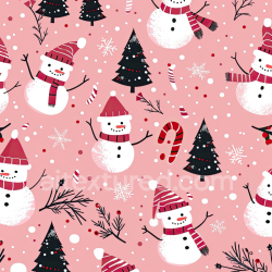 seamless Seamless 3D PBR Christmas Digital Paper Texture with Snowmen and Holiday Trees texture 8k free download PBR
