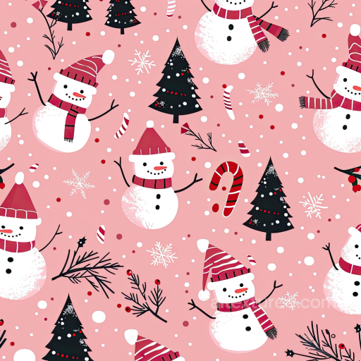 Christmas Digital Paper Texture with Snowmen and Holiday Trees seamless All Christmas Digital paper PBR texture