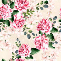 seamless Seamless 3D PBR Texture with Soft Pink Roses and Delicate Blossoms texture 8k free download PBR