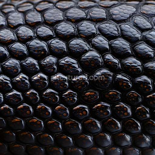 Seamless 3D PBR Reptile Scale Skin Texture with Glossy Black and Brown Detailing