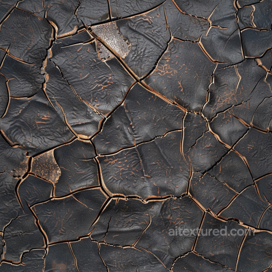 cracked distressed black leather PBR texture with deep fissures and weathered surface Leather texture preview