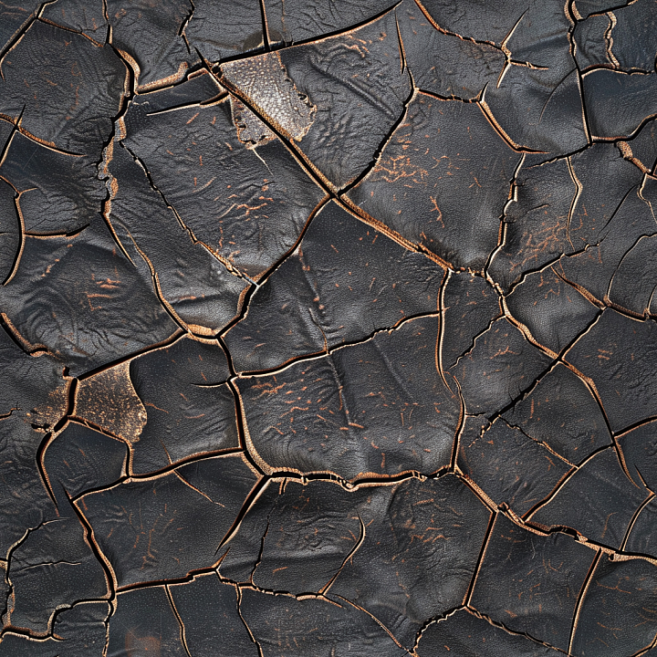 Cracked Distressed Black Leather With Deep Fissures And Weathered Surfa… seamless PBR texture preview
