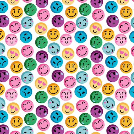 Seamless 3D PBR Texture of Colorful Happy Face Pattern