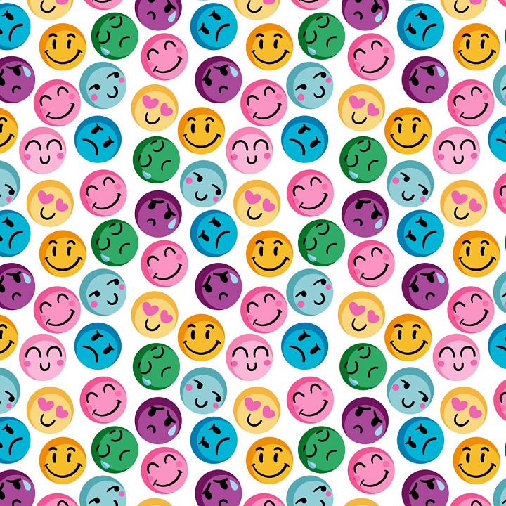 Colorful Happy Face Pattern seamless PBR texture preview