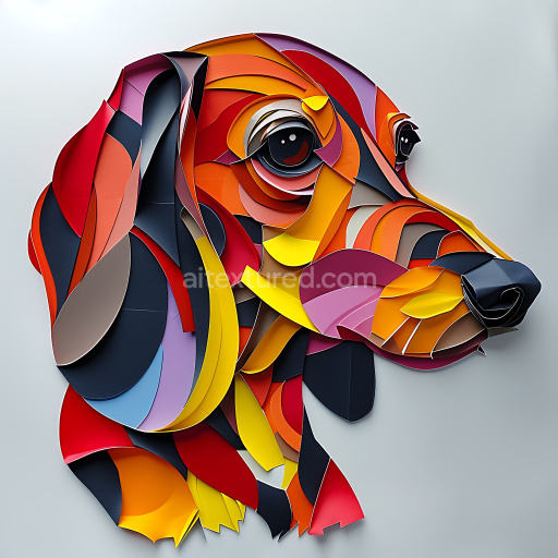 Seamless 3D PBR Texture of Colorful Dachshund Origami Style Pattern
