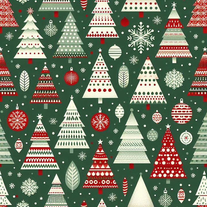 Featuring Festive Christmas Trees & Ornaments seamless PBR texture preview