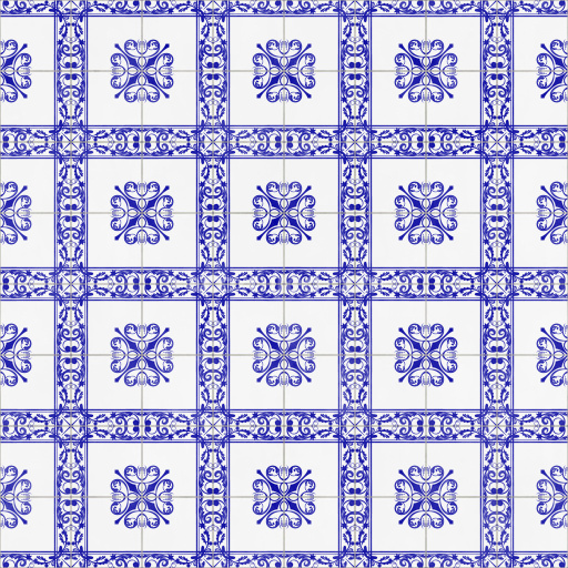 Tiles Seamless Pbr Texture Blue Pattern Decorative Smooth Detailed Ceramic