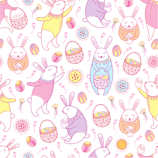 All Easter Digital paper Texture of Cute Pastel Easter Bunny Pattern on White seamless All Easter Digital paper PBR texture