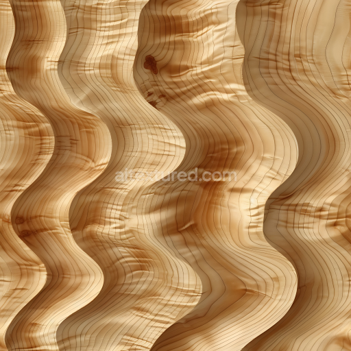 Seamless 3D Curved Pine Wood PBR Texture with Natural Grain Patterns