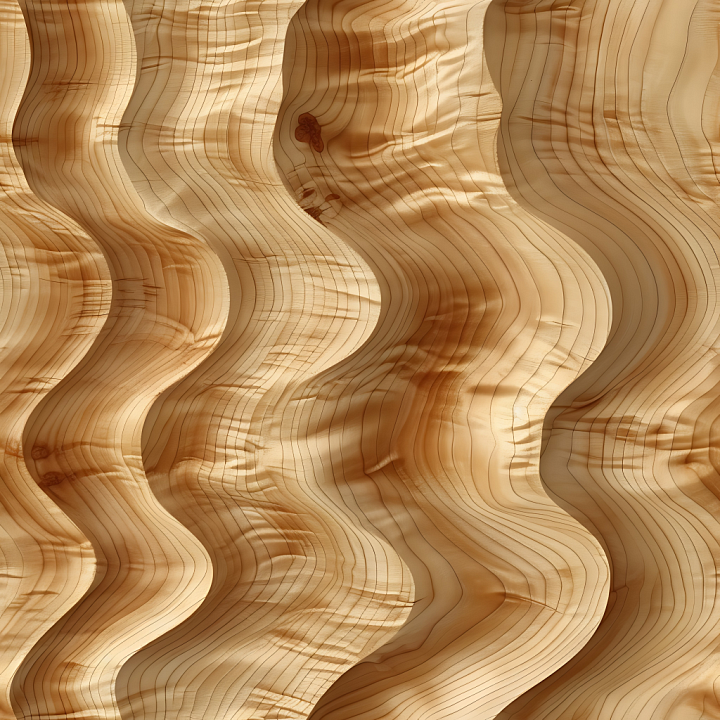 Curved Pine Wood with Natural Grain Patterns seamless PBR texture preview