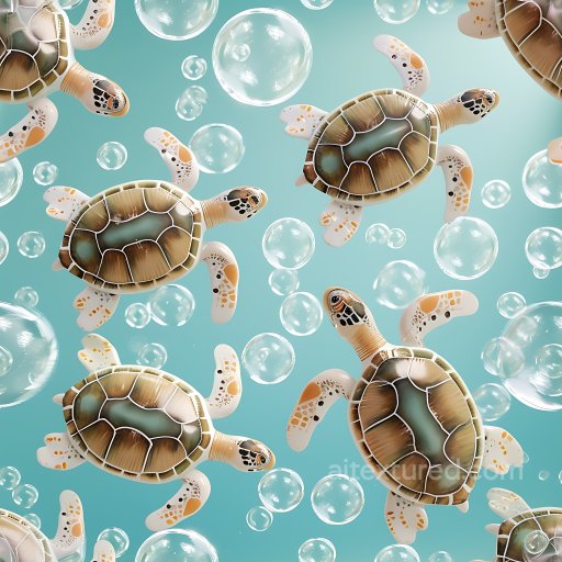 Inflated Turtle Toy PBR Texture Featuring Transparent Bubbles and Soft Plastic Material seamless Inflated PBR texture