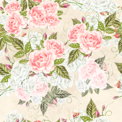 seamless Seamless 3D PBR Floral Fabric Texture Featuring Pink and White Roses with Green Leaves texture 8k free download PBR