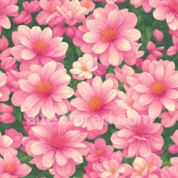 seamless Seamless 3D PBR Texture of Lush Pink Flower Petals with Green Leaves texture 8k free download PBR