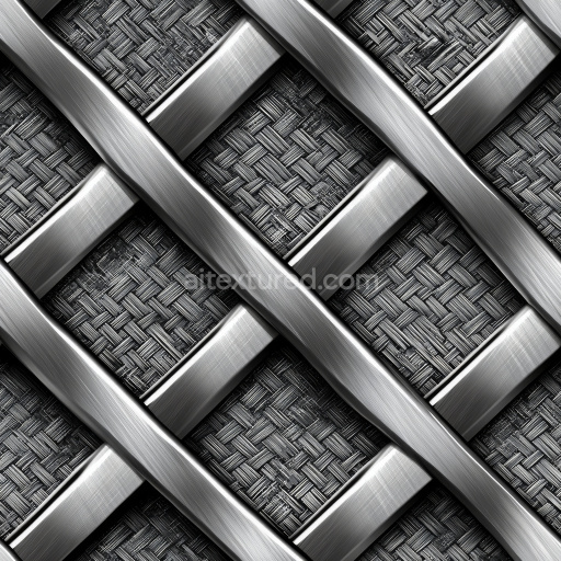 Preview — Seamless 3D PBR Brushed Steel Metal Lattice Texture with Woven Pattern and Scratches