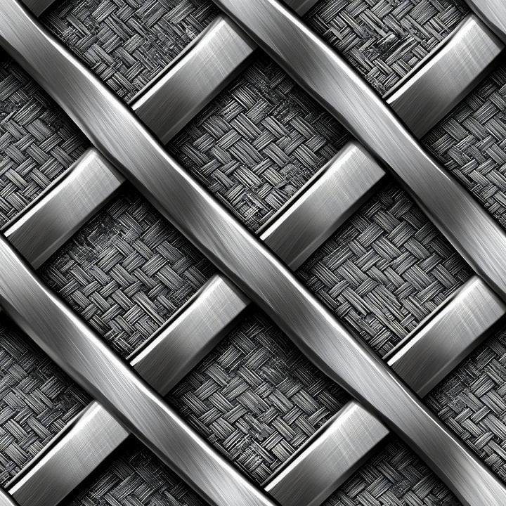 Brushed Steel Metal Lattice with Woven Pattern and Scratches seamless PBR texture preview