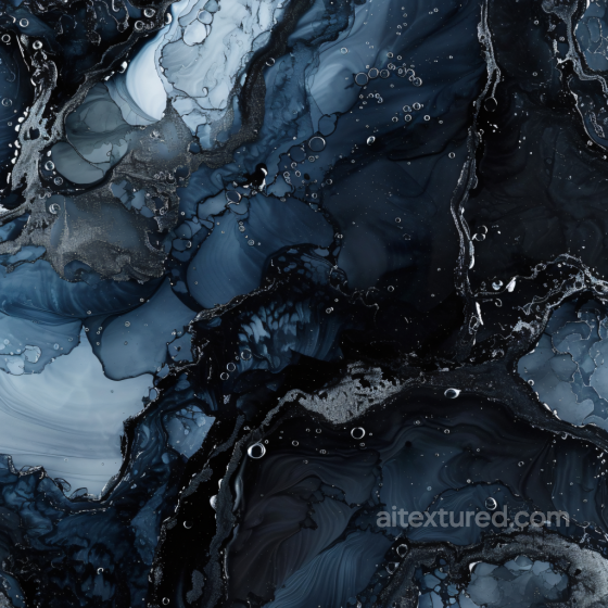 Alcohol Ink PBR Texture Featuring Dark Blue and Black Fluid Swirls Alcohol ink texture preview