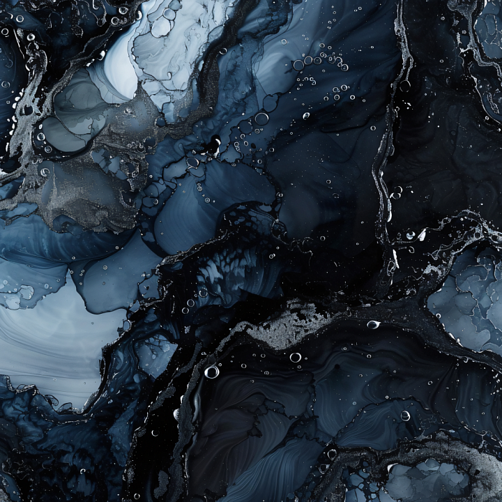 Alcohol Ink Featuring Dark Blue and Black Fluid Swirls seamless PBR texture preview