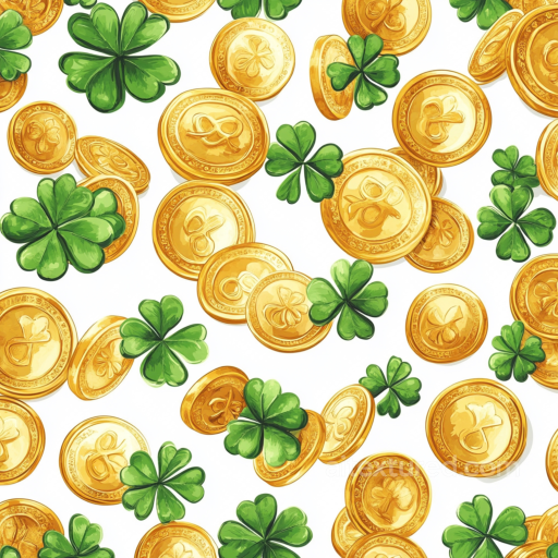 St Patrick Digital Paper Bundle Texture of Gold Coins and Green Clover Leaves Pattern seamless St patrick digital paper bundle PBR texture
