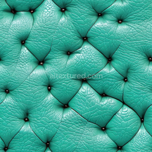 Seamless 3D Quilted Turquoise Leather PBR Texture with Textured Grain and Button Detailing