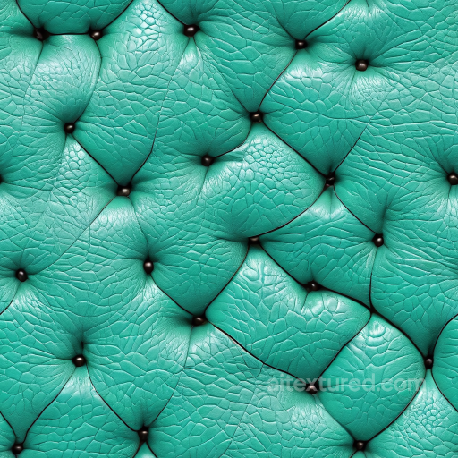 Quilted Turquoise Leather PBR Texture with Textured Grain and Button Detailing seamless Leather PBR texture