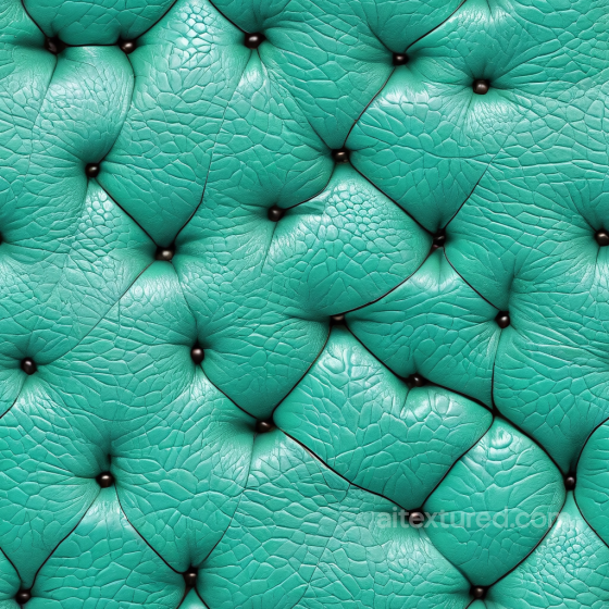 Quilted Turquoise Leather PBR Texture with Textured Grain and Button Detailing Leather texture preview