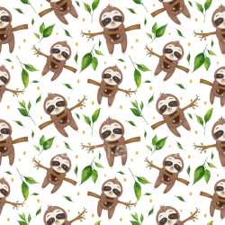 Pattern Bundle - Seamless 3D Pattern PBR Texture with Playful Sloth Illustrations and Leafy Accents texture preview