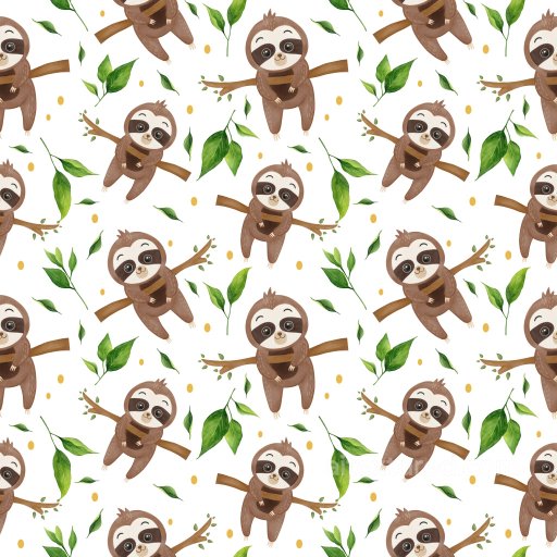 Pattern PBR Texture with Playful Sloth Illustrations and Leafy Accents seamless Pattern Bundle PBR texture