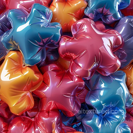 Inflated Vinyl Star Cushions PBR Texture in Multicolor Glossy Finish seamless Inflated PBR texture