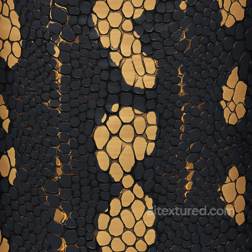 Stylized Black and Gold Reptilian Skin Seamless Texture with Scaled Pattern seamless Skin PBR texture