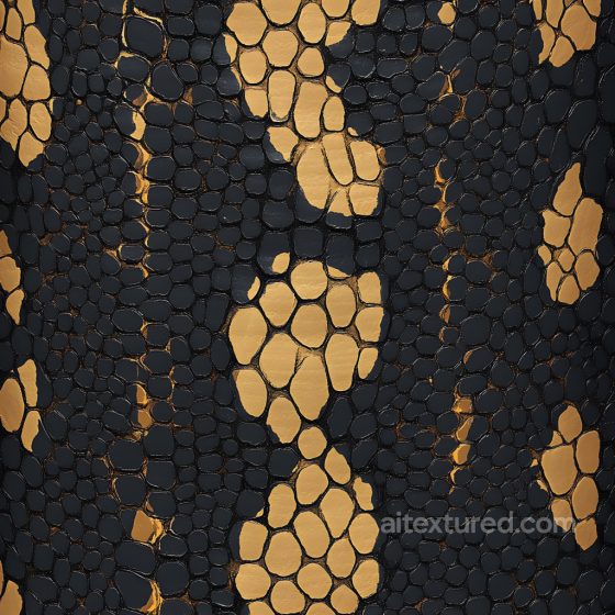 Stylized Black and Gold Reptilian Skin Seamless Texture with Scaled Pattern Skin texture preview