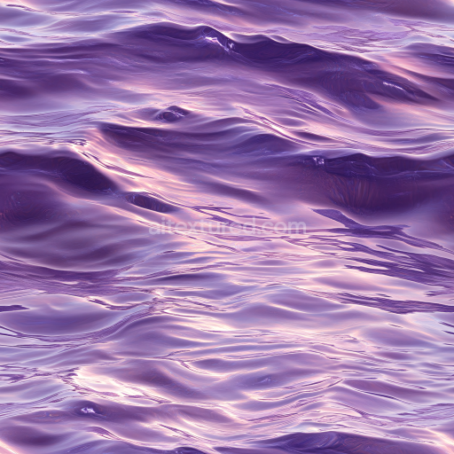 Seamless 3D PBR Water Texture with Stylized Purple and Pink Ocean Waves