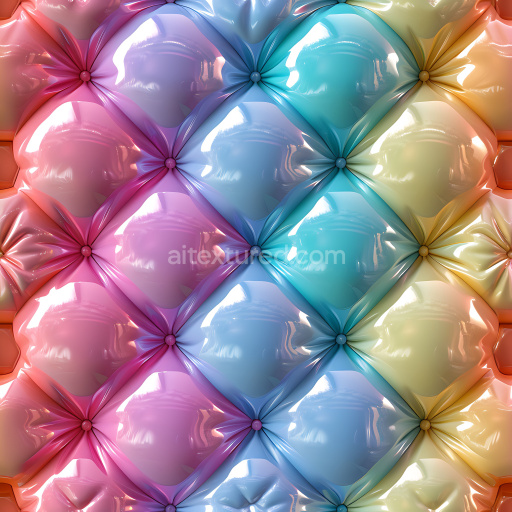 Seamless 3D Inflated Puffy Vinyl Panels PBR Texture in Rainbow Hues