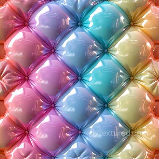 Inflated Puffy Vinyl Panels PBR Texture in Rainbow Hues seamless Inflated PBR texture