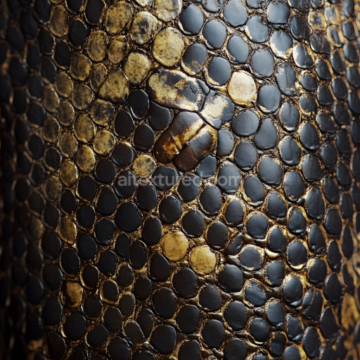 Seamless 3D PBR Reptilian Skin Texture Featuring Distinctive Scale Pattern and Glossy Surface