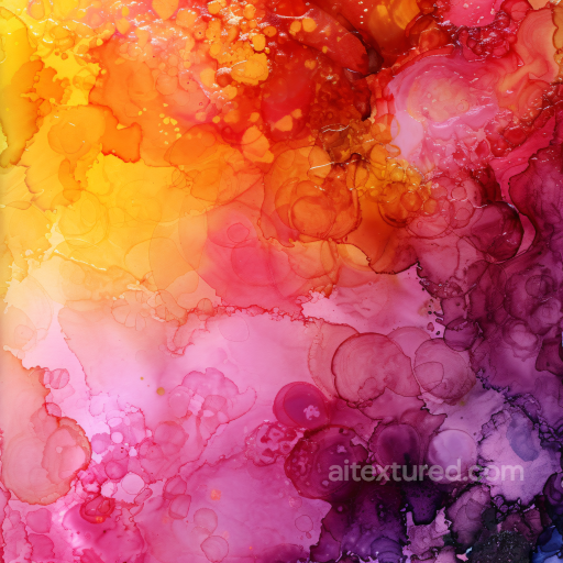 Alcohol Ink PBR Texture Featuring Fiery Orange and Deep Purple Fluid Marbling seamless Alcohol ink PBR texture