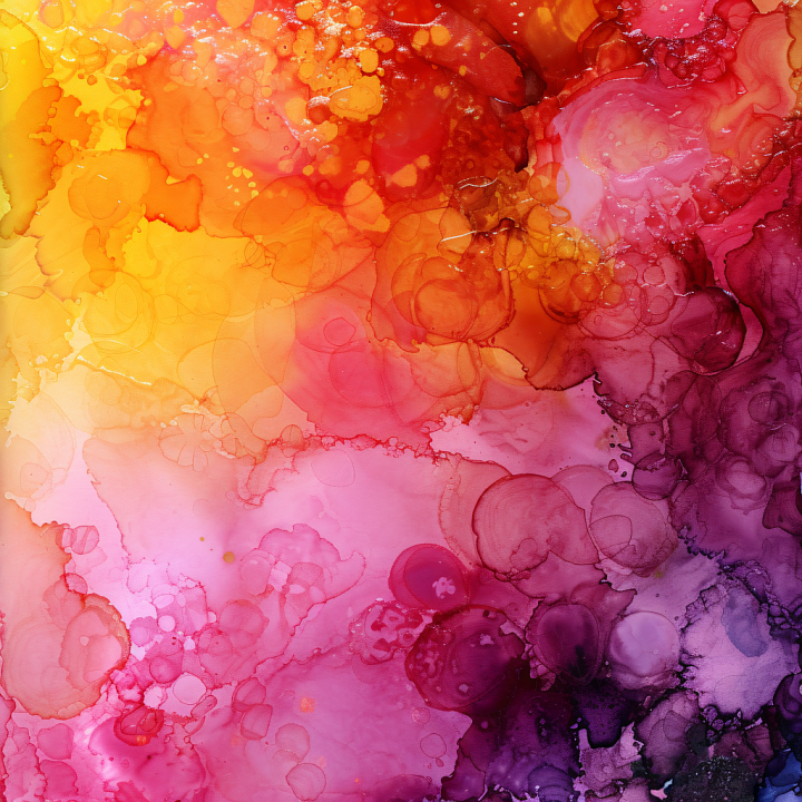 Alcohol Ink Featuring Fiery Orange and Deep Purple Fluid Marbling seamless PBR texture preview
