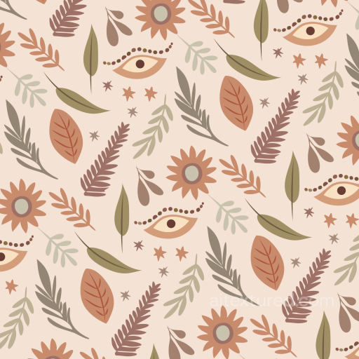 with Boho Floral and Leaf Motif in Earth Tones seamless Boho Seamless PBR texture