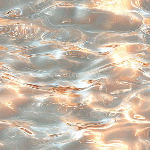 Seamless 3D PBR Texture of Reflective Liquid Surface with Warm Highlights