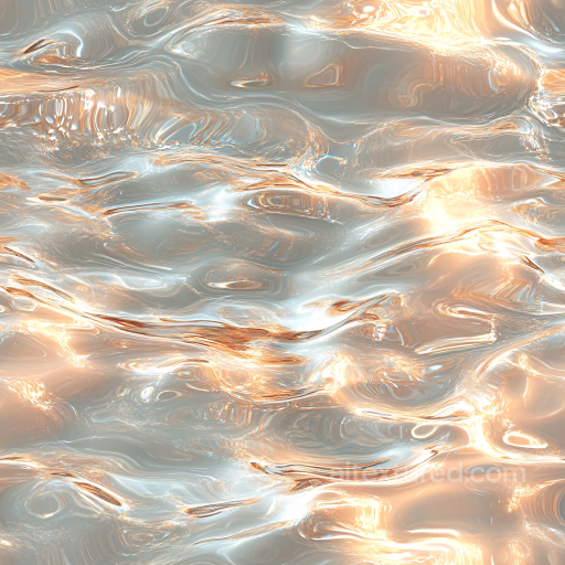 Water Texture of Reflective Liquid Surface with Warm Highlights seamless Water PBR texture
