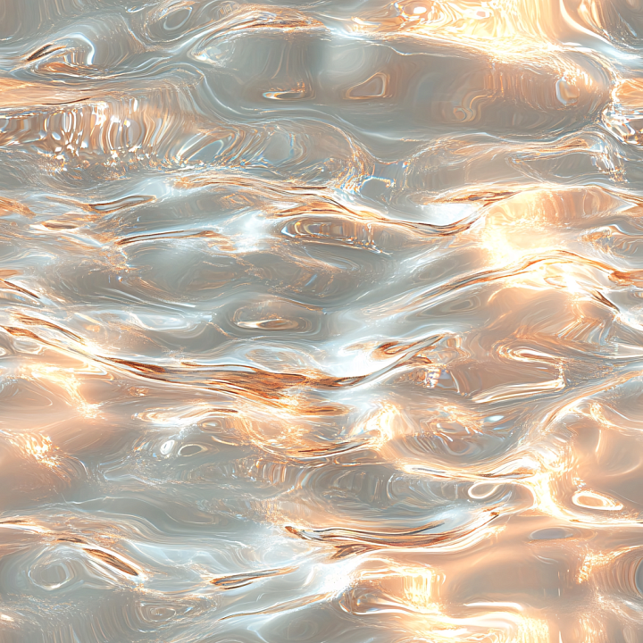 Water of Reflective Liquid Surface with Warm Highlights seamless PBR texture preview