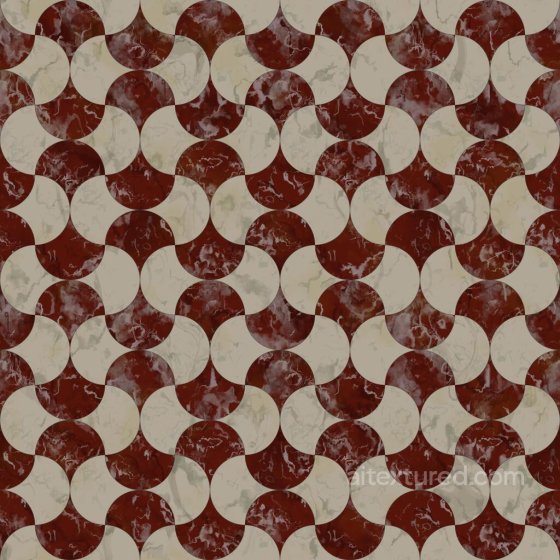 Vintage Marble Floor Texture with Fan-Shaped Pattern | Free PBR Marble texture preview