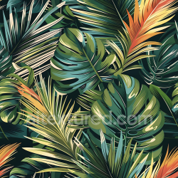 seamless Seamless 3D Tropical Jungle Camouflage PBR Texture with Lush Leaf Motifs and Vibrant Greens texture 8k free download PBR