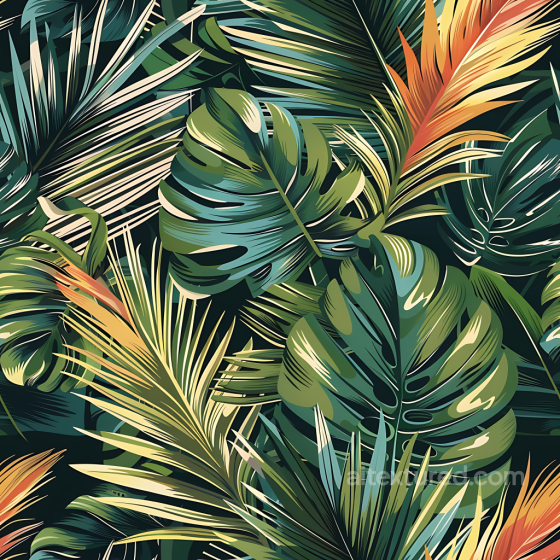Tropical Jungle Camouflage PBR Texture with Lush Leaf Motifs and Vibrant Greens Color Camouflage texture preview